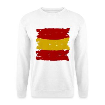 Spanien Flaggenstreifen Pinselkunst - Unisex Pullover - Weiß - Vorne - Alina (178cm) & Michal (187cm)