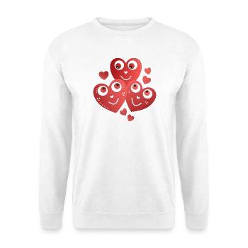 fröhliche rote Herzen lächelnde weinrote Herzen - Unisex Pullover - Weiß - Vorne - Alina (178cm) & Michal (187cm)