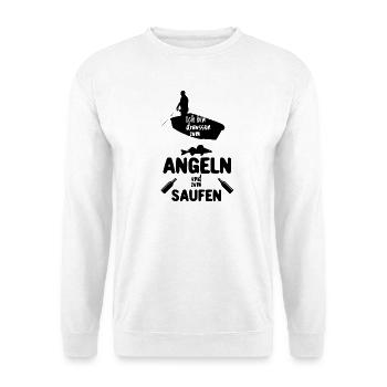 Angeln und Saufen - Unisex Pullover - Weiß - Vorne - Alina (178cm) & Michal (187cm)