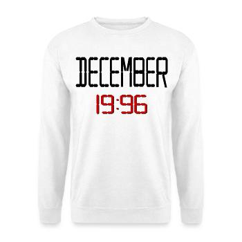 Dezember 1996, 30. Geburtstagsgeschenke - Unisex Pullover - Weiß - Vorne - Alina (178cm) & Michal (187cm)