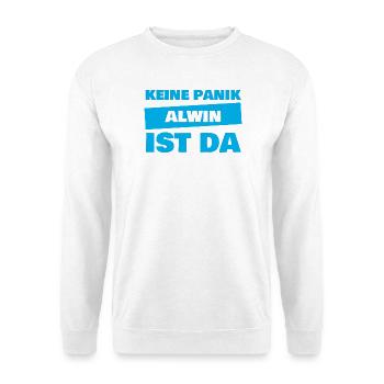Name Alwin - Unisex Pullover - Weiß - Vorne - Alina (178cm) & Michal (187cm)
