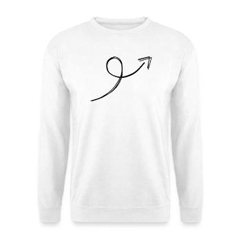 Spiralpfeil handgezeichnet - Unisex Pullover - Weiß - Vorne - Alina (178cm) & Michal (187cm)