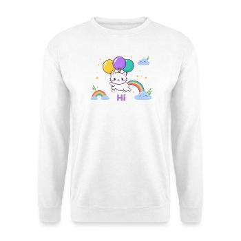 Pastel Kitty Einhornballons - Unisex Pullover - Weiß - Vorne - Alina (178cm) & Michal (187cm)