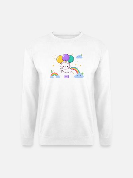 Pastel Kitty Einhornballons - Unisex Pullover - Weiß