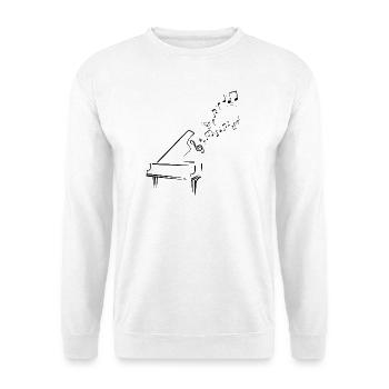 Musiknoten Musik Musiker Notenschlüssel Noten - Unisex Pullover - Weiß - Vorne - Alina (178cm) & Michal (187cm)