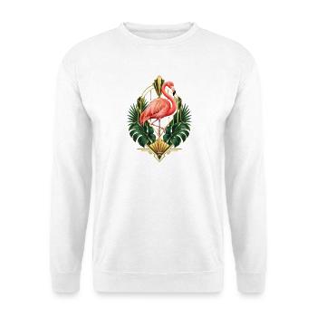 Niedlicher Flamingo Süße Flamingos - Unisex Pullover - Weiß - Vorne - Alina (178cm) & Michal (187cm)