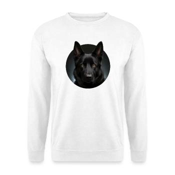 Nachtsturm Schäferhund Portrait - Unisex Pullover - Weiß - Vorne - Alina (178cm) & Michal (187cm)