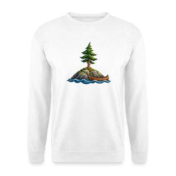 Inselglück – Kanu, Wald und Freiheit - Unisex Pullover - Weiß - Vorne - Alina (178cm) & Michal (187cm)