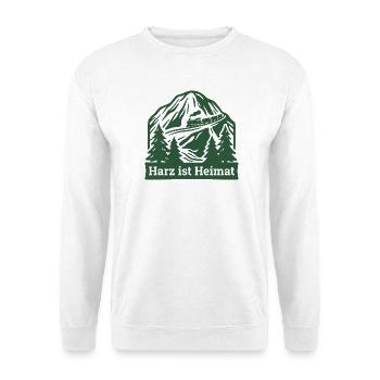 Harz ist Heimat Wandern - Unisex Pullover - Weiß - Vorne - Alina (178cm) & Michal (187cm)