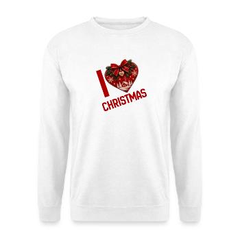 I Love Christmas - Herz voller Weihnachtszauber - Unisex Pullover - Weiß - Vorne - Alina (178cm) & Michal (187cm)