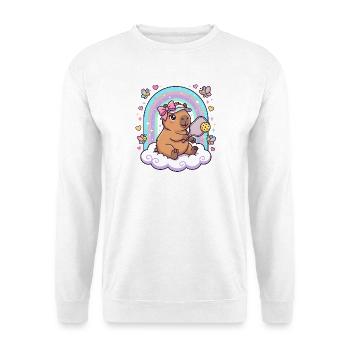 Kawaii Capybara Pickleball-Liebhaber - Unisex Pullover - Weiß - Vorne - Alina (178cm) & Michal (187cm)