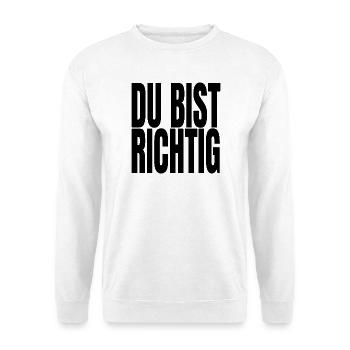 Du bist richtig – Mutmacher & Selbstwert | AMFI - Unisex Pullover - Weiß - Vorne - Alina (178cm) & Michal (187cm)