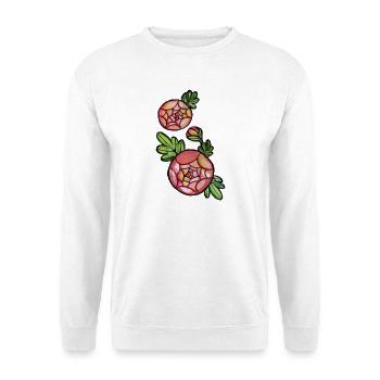 Crimson Spiderweb Blumenmosaik - Unisex Pullover - Weiß - Vorne - Alina (178cm) & Michal (187cm)