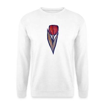 Kobalt-umrandete Aquarelltulpe - Unisex Pullover - Weiß - Vorne - Alina (178cm) & Michal (187cm)