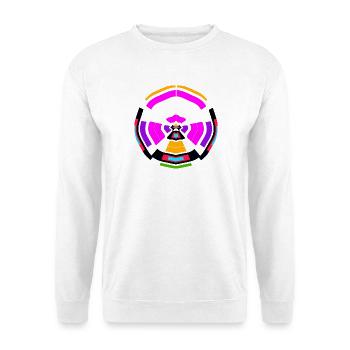 Neon Mandala Farbkreis - Unisex Pullover - Weiß - Vorne - Alina (178cm) & Michal (187cm)