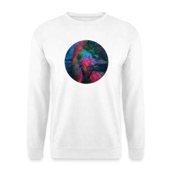 Radiale Farbexplosion - Unisex Pullover - Weiß - Vorne - Alina (178cm) & Michal (187cm)