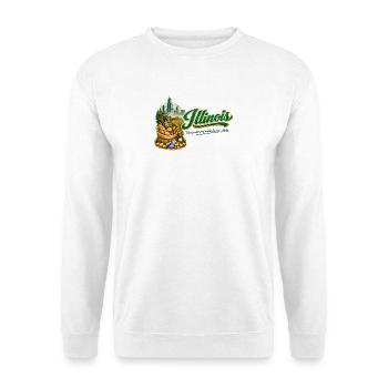Illinois Retro Vintage Chicago Skyline Jazz Design - Unisex Pullover - Weiß - Vorne - Alina (178cm) & Michal (187cm)