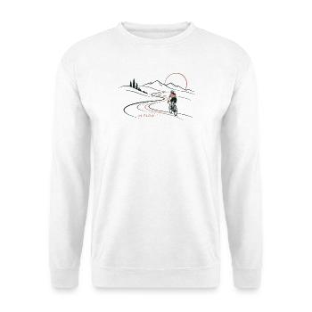 IN FLOW - Fahrrad - Radfahrerin - Freiheit - Unisex Pullover - Weiß - Vorne - Alina (178cm) & Michal (187cm)