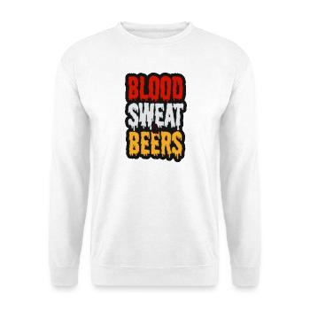Blood Sweat & Beers – Bier und Leidenschaft - Unisex Pullover - Weiß - Vorne - Alina (178cm) & Michal (187cm)