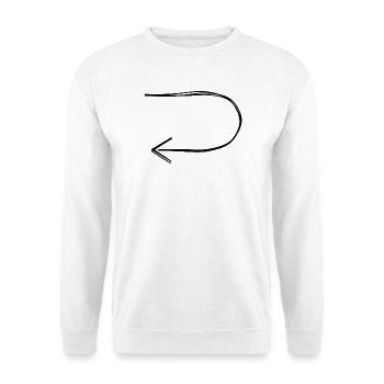 Wendepfeil handgezeichnet - Unisex Pullover - Weiß - Vorne - Alina (178cm) & Michal (187cm)