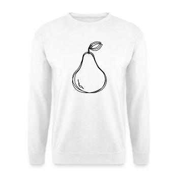 Birne handgezeichnet - Unisex Pullover - Weiß - Vorne - Alina (178cm) & Michal (187cm)