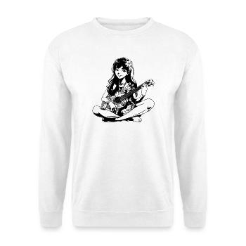 Ukulele Mädchen - Unisex Pullover - Weiß - Vorne - Alina (178cm) & Michal (187cm)