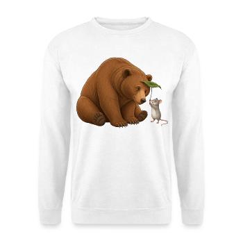 Bär und Maus - Unisex Pullover - Weiß - Vorne - Alina (178cm) & Michal (187cm)