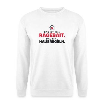 Kein Ragebait – Hausregeln - Unisex Pullover - Weiß - Vorne - Alina (178cm) & Michal (187cm)