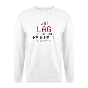 Lag ist der wahre Ragebait - Unisex Pullover - Weiß - Vorne - Alina (178cm) & Michal (187cm)