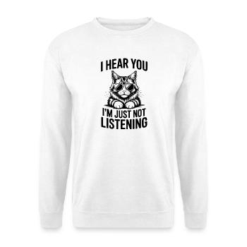 Maine Coon Spruch Katze Lustig Maine Coon Geschenk - Unisex Pullover - Weiß - Vorne - Alina (178cm) & Michal (187cm)