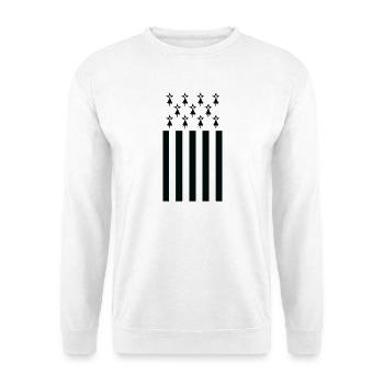 Hermine gestreiftes Brittany T-Shirt Humorgeschenk - Unisex Pullover - Weiß - Vorne - Alina (178cm) & Michal (187cm)