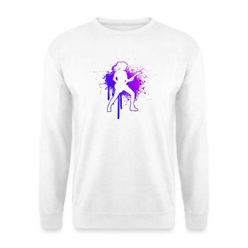 Geschenkidee für eine Gitarrenspielerin mit Guitar - Unisex Pullover - Weiß - Vorne - Alina (178cm) & Michal (187cm)