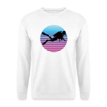 Geschenkidee für die Freediverin mit Gerätetauchen - Unisex Pullover - Weiß - Vorne - Alina (178cm) & Michal (187cm)