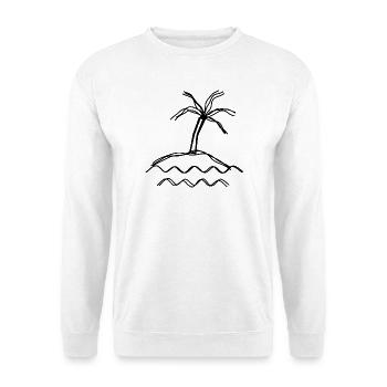 Insel handgezeichnet - Unisex Pullover - Weiß - Vorne - Alina (178cm) & Michal (187cm)