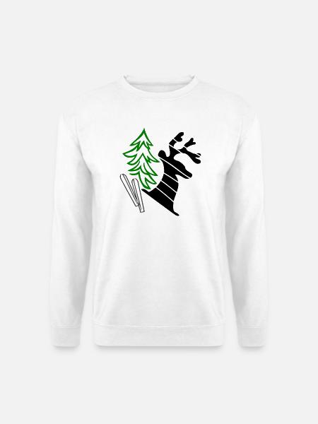 Grüner Tannenbaum mit Elch - Unisex Pullover - Weiß