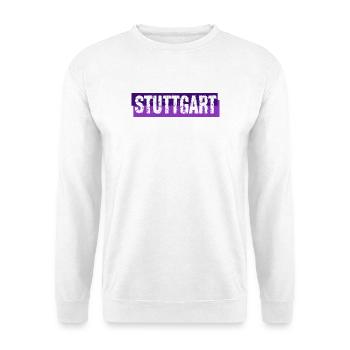 Stuttgart - Grunge - Schriftzug - Deutschland - BW - Unisex Pullover - Weiß - Vorne - Alina (178cm) & Michal (187cm)