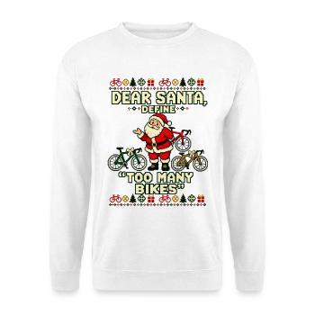 Weihnachten Rennrad Fahrrad Humor - Unisex Pullover - Weiß - Vorne - Alina (178cm) & Michal (187cm)
