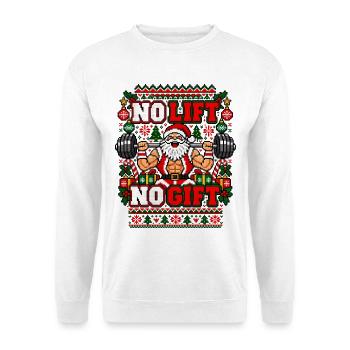 Weihnachten Bodybuilding Santa No Lift no Gift  - Unisex Pullover - Weiß - Vorne - Alina (178cm) & Michal (187cm)