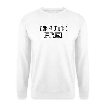 Heute frei Schriftzug handgezeichnet - Unisex Pullover - Weiß - Vorne - Alina (178cm) & Michal (187cm)