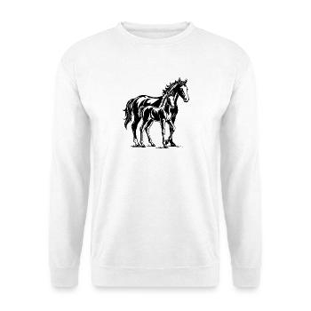Pferd mit Fohlen - Unisex Pullover - Weiß - Vorne - Alina (178cm) & Michal (187cm)