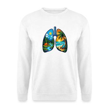 Nature Lungs Mountain Beach Outdoor-Abenteuer-Tee - Unisex Pullover - Weiß - Vorne - Alina (178cm) & Michal (187cm)
