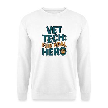 Fur Real Hero – Hunderettungsabzeichen - Unisex Pullover - Weiß - Vorne - Alina (178cm) & Michal (187cm)