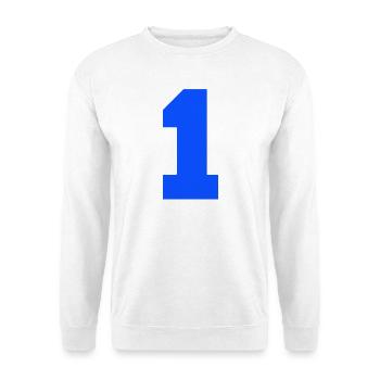 Blaues 1er-Design - Unisex Pullover - Weiß - Vorne - Alina (178cm) & Michal (187cm)