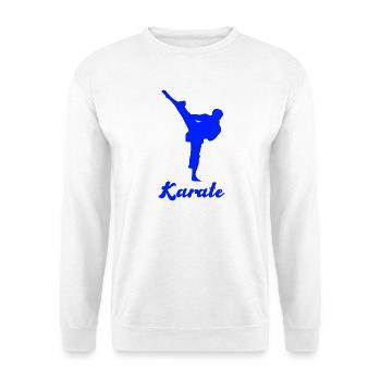 Karate Silhouette Blau - Unisex Pullover - Weiß - Vorne - Alina (178cm) & Michal (187cm)