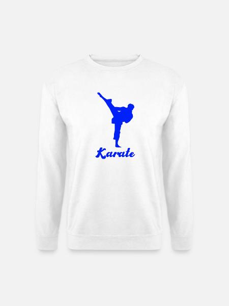 Karate Silhouette Blau - Unisex Pullover - Weiß