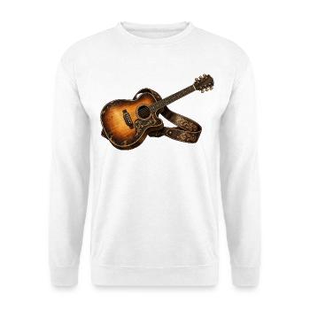 Akustikgitarre – Rustikale Vintage Musik Kunst - Unisex Pullover - Weiß - Vorne - Alina (178cm) & Michal (187cm)