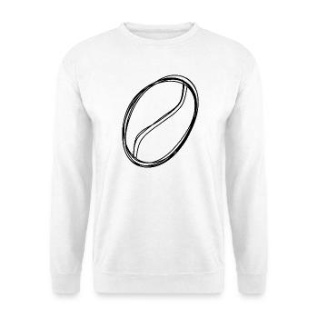 Kaffeebohne handgezeichnet - Unisex Pullover - Weiß - Vorne - Alina (178cm) & Michal (187cm)