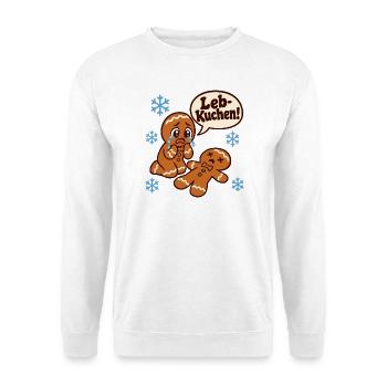 Leb-Kuchen! – Weihnachts Humor - Unisex Pullover - Weiß - Vorne - Alina (178cm) & Michal (187cm)