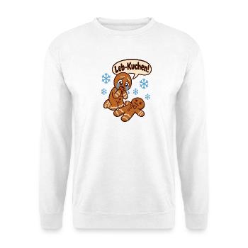 Leb-Kuchen! – Familien Weihnachten - Unisex Pullover - Weiß - Vorne - Alina (178cm) & Michal (187cm)