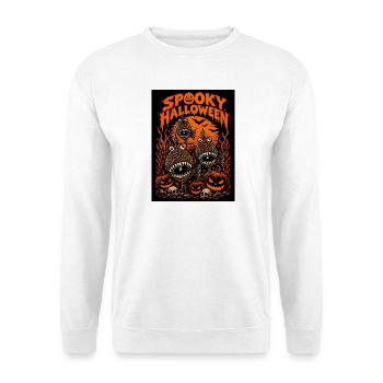 spooky-halloween-piranha-pumpkin-horror-Gruselwelt - Unisex Pullover - Weiß - Vorne - Alina (178cm) & Michal (187cm)